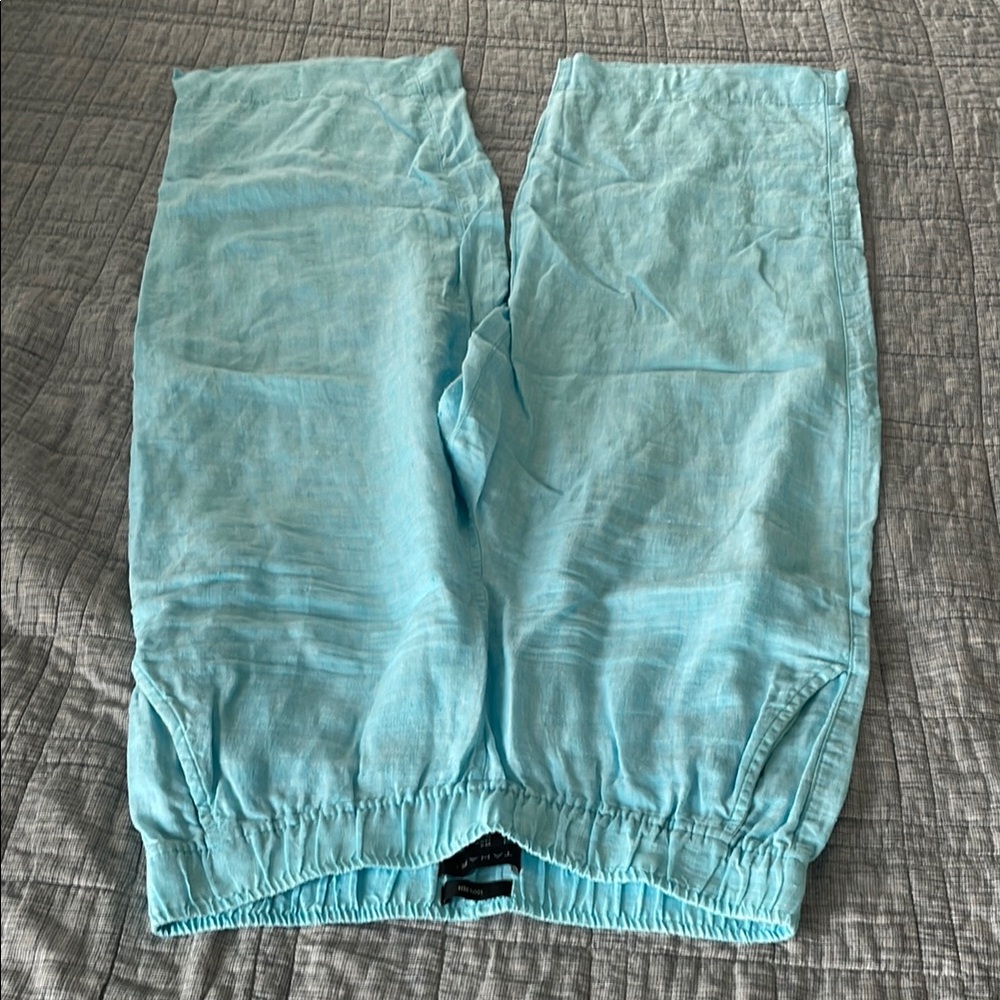 Tahari Sky Blue Linen Pants - Picture 2 of 3